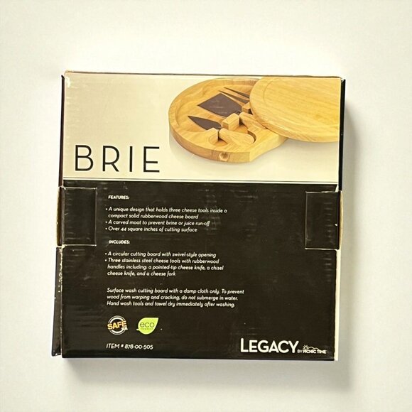 Brie Cheese Board & Tools Set By Legacy - Bamboo Cutting Board With 3 Stainless - Picture 2 of 2